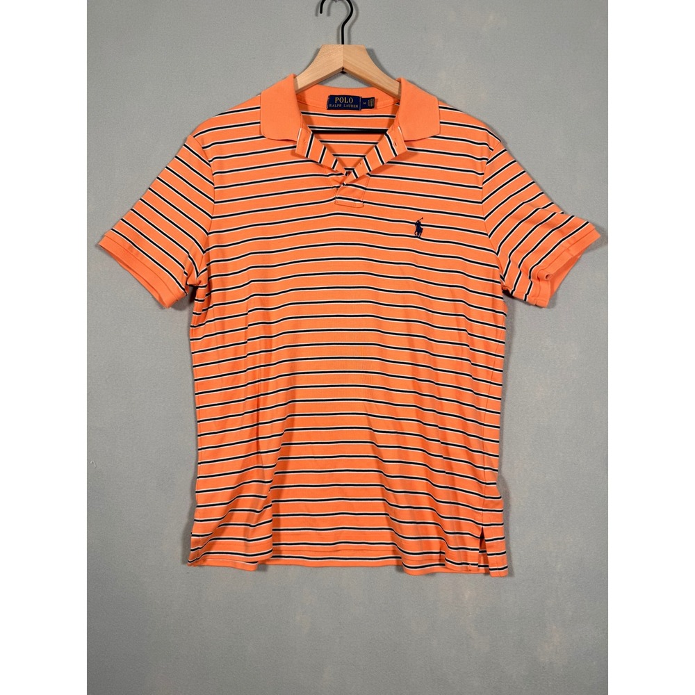 Polo Ralph Lauren Mens Preppy Orange Striped Short Sleeve Shirt Classic